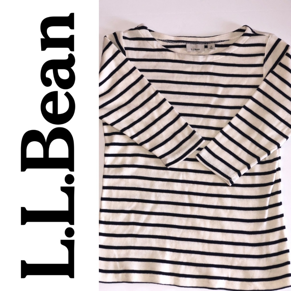 L.L. Bean Black and White Striped Sweater Small